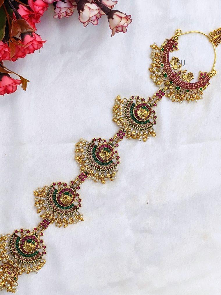 Gold Plated Bridal Jada Billa with Guttapusalu