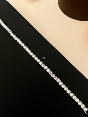 Simple Silver Chain AD Stones Bracelet