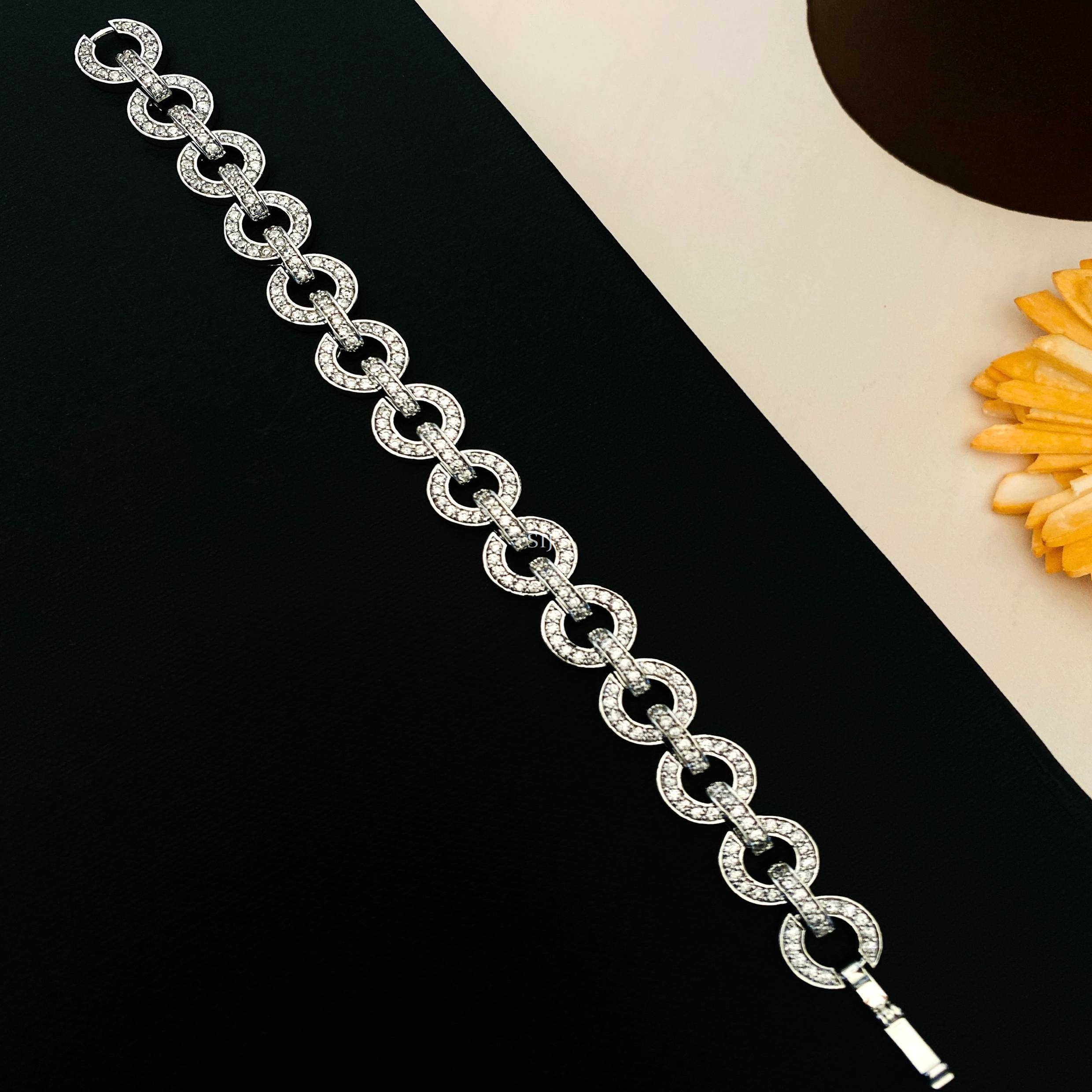 Silver Loop Design AD Stones Bracelet