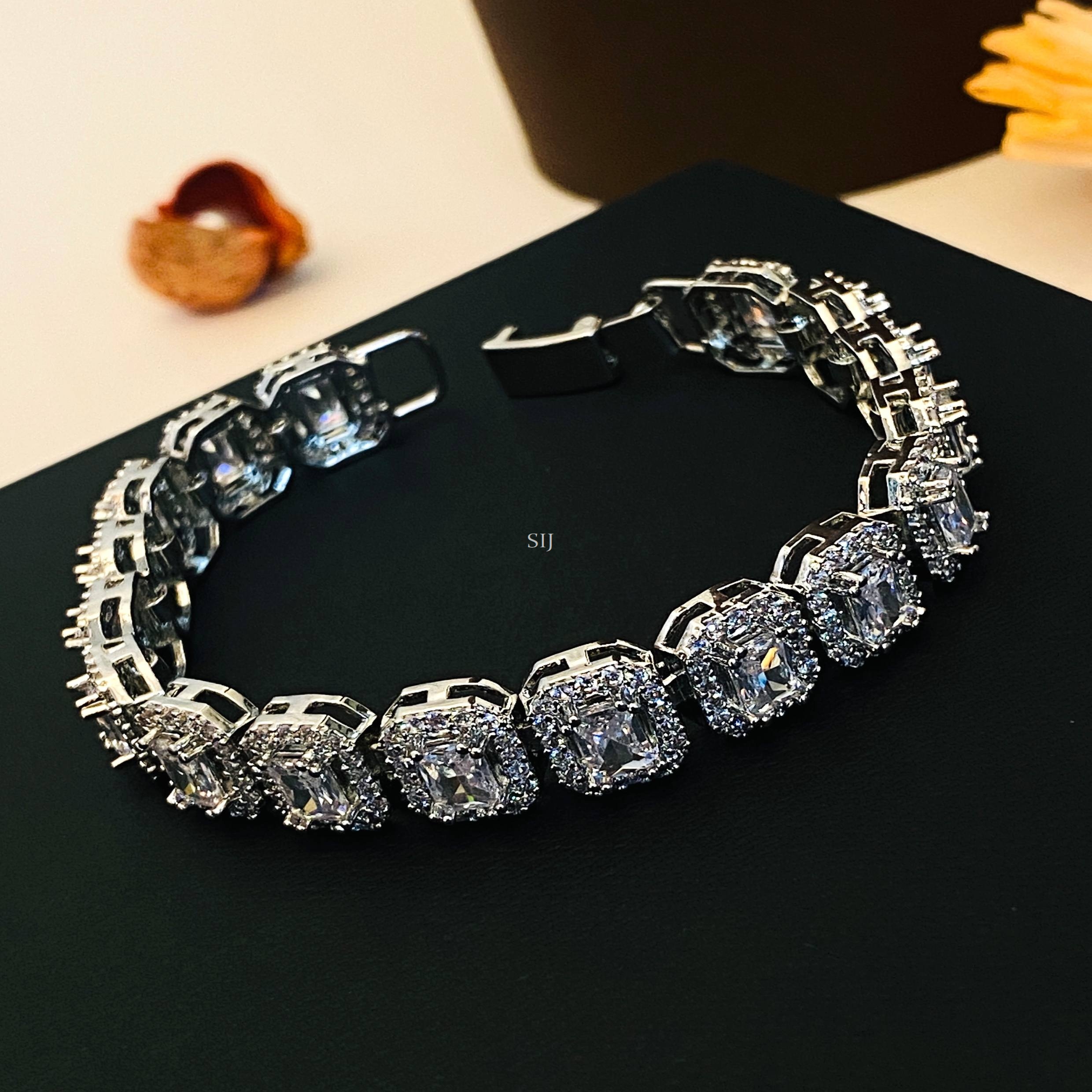 Silver Bracelet with AD Stones