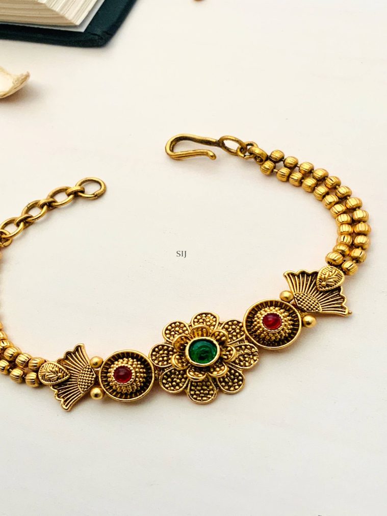 Antique Gold Plated Flower Design Bracelet