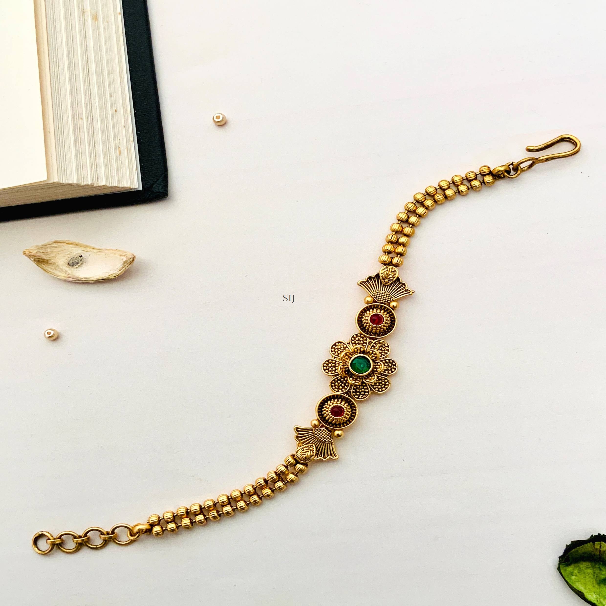 Antique Gold Plated Flower Design Bracelet