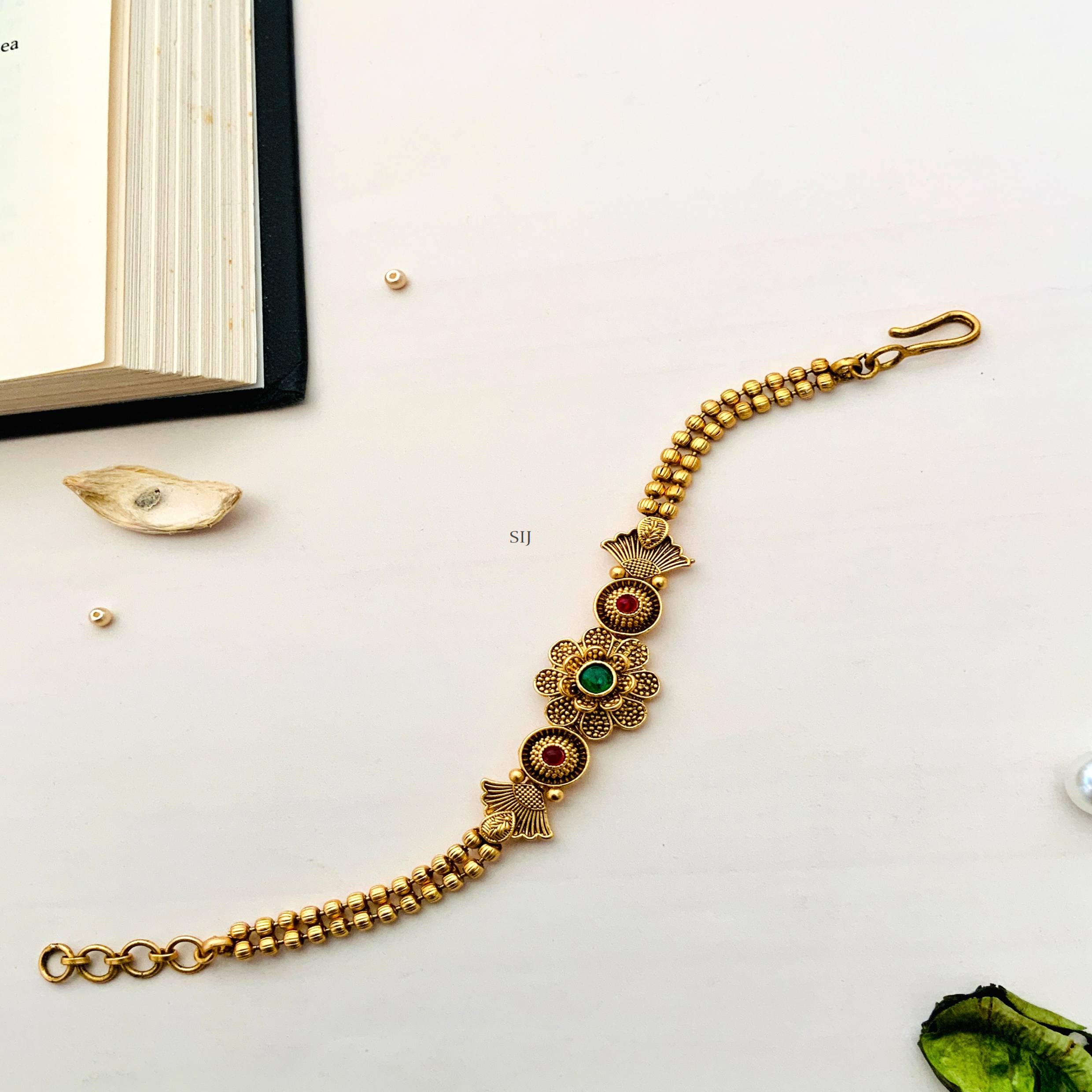 Antique Gold Plated Flower Design Bracelet