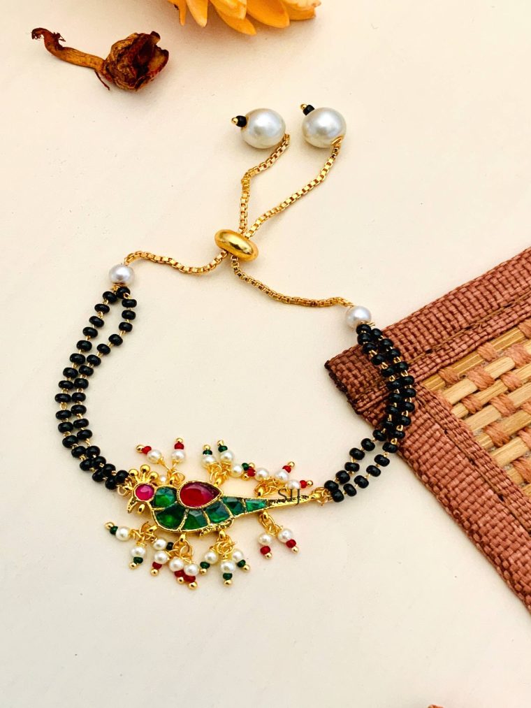 Imitation Jadau Kundan Parrot Bracelet (Hand Mangalsutra)