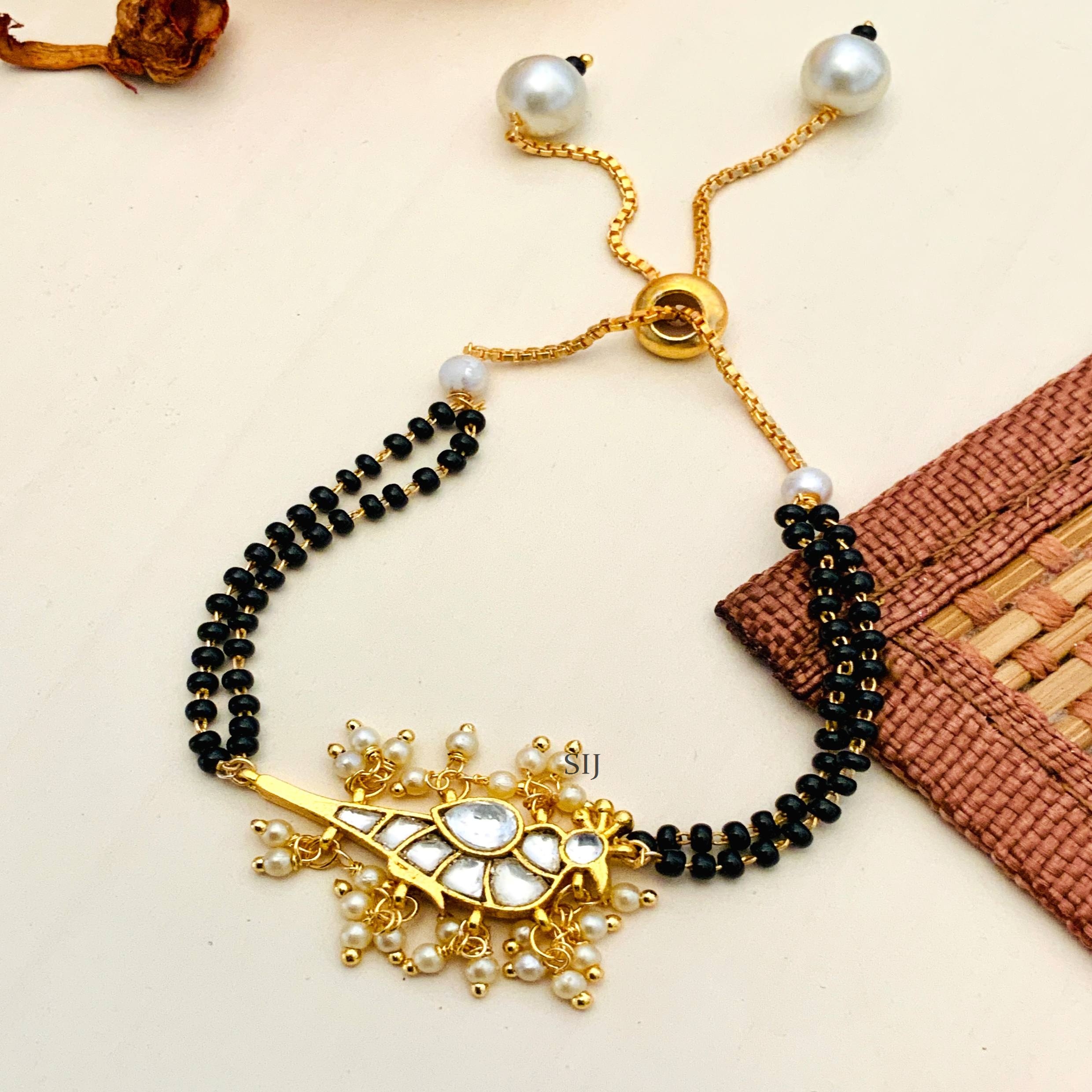 Gold Plated Kundan Bracelet (Hand Mangalsutra)