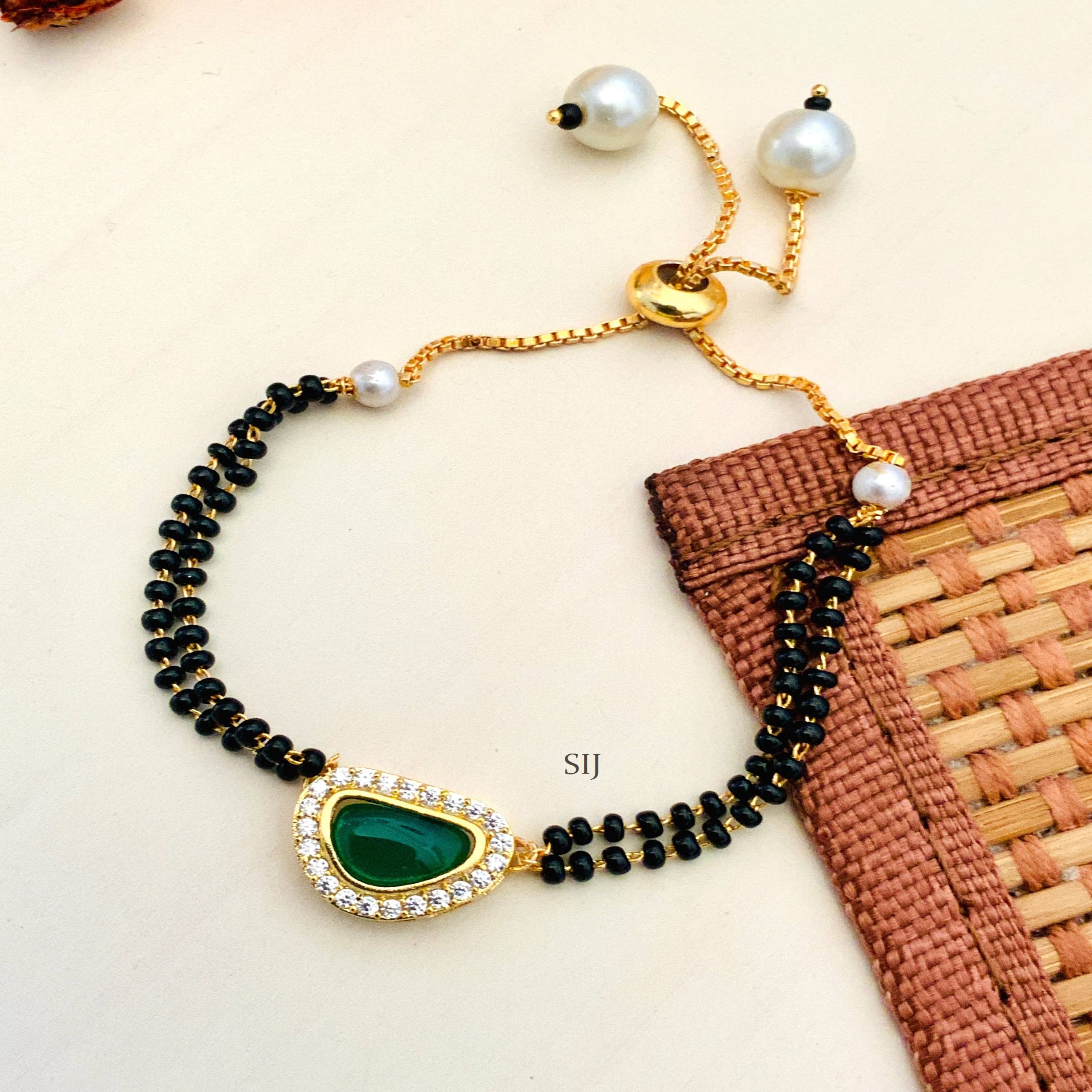 Gold Plated Mother Pearl Hand Mangalsutra Bracelet