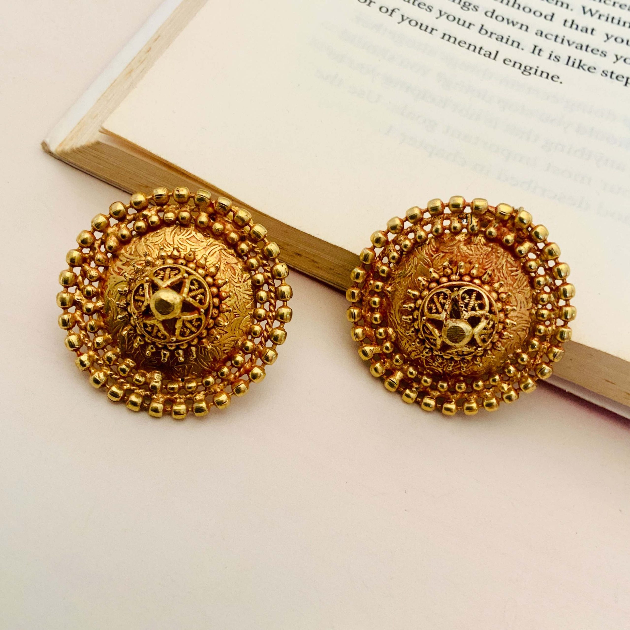 Antique Gold Plated Temple Ear Studs