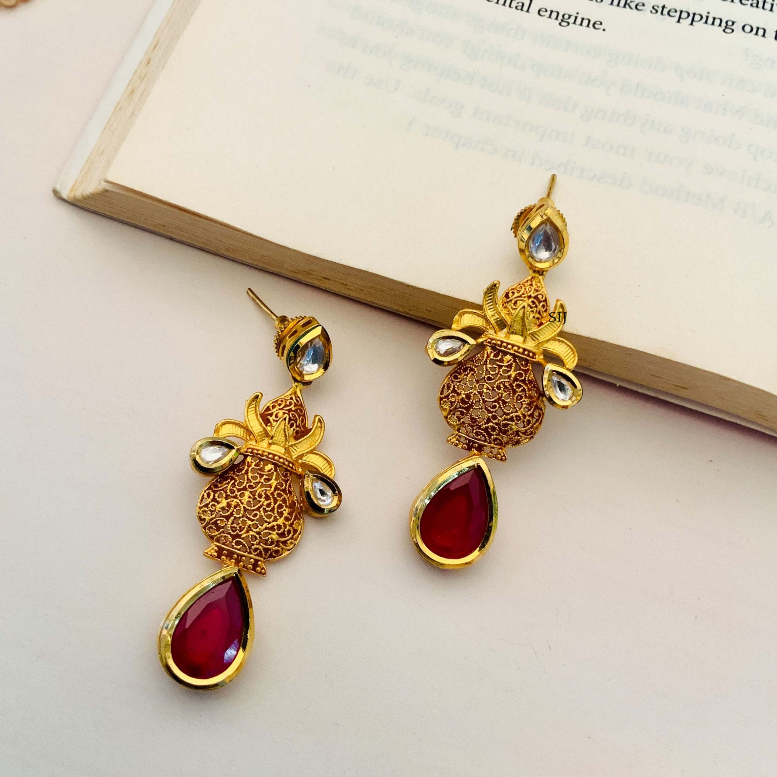 Imitation Purna Kumbham Design Earrings - South India Jewels