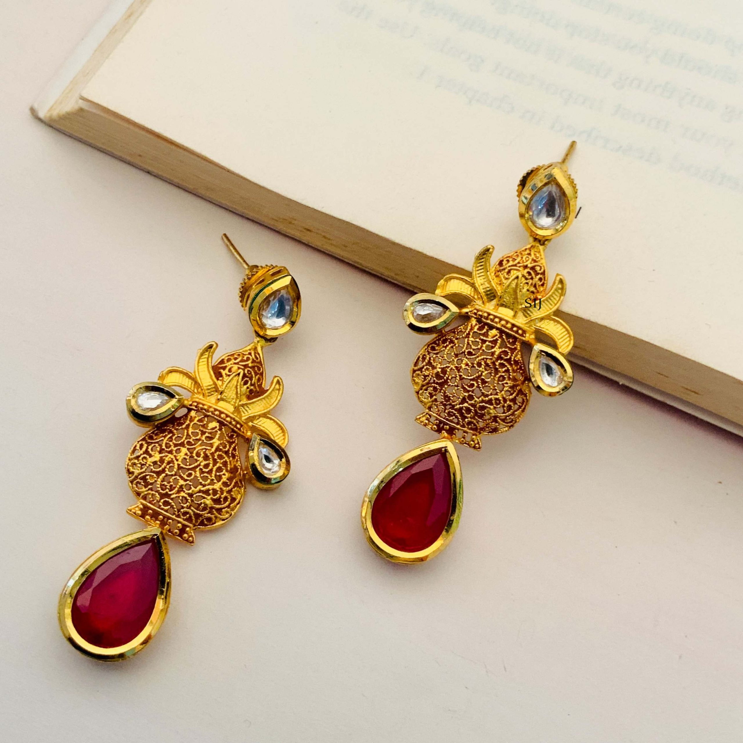 Imitation Purna Kumbham Design Earrings - South India Jewels