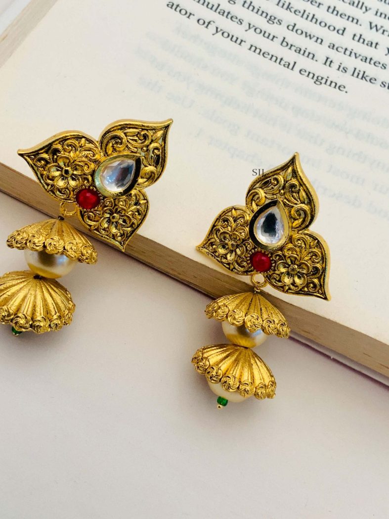 Gold Covering Two Layer Jhumkas