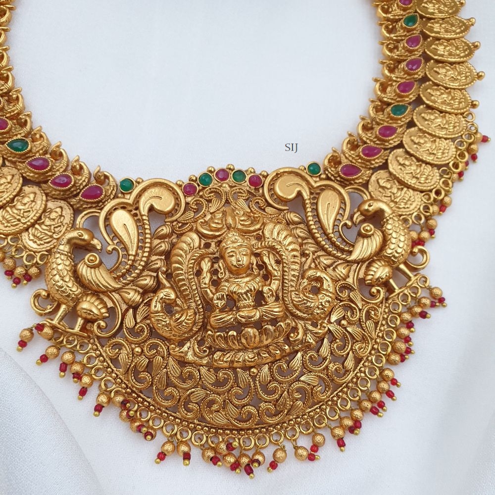 Matte Finish Lakshmi Coin Necklace with Lakshmi Pendant