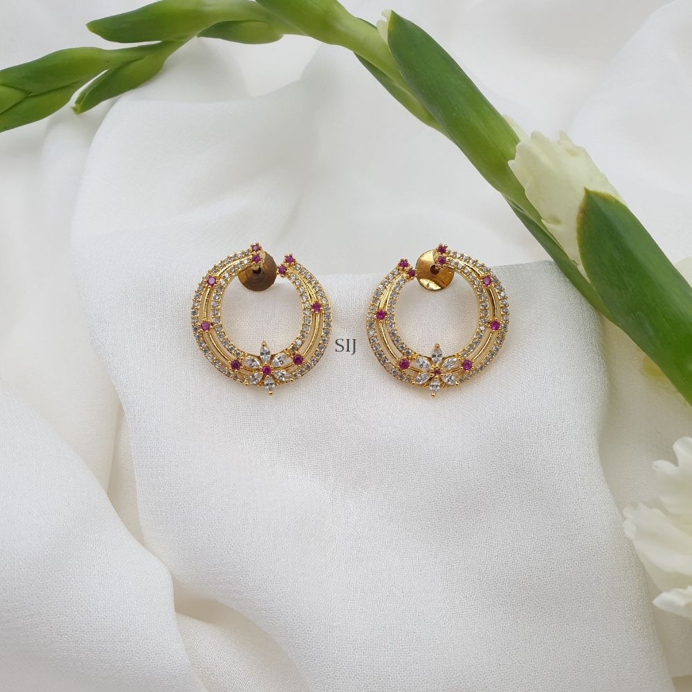 Imitation Floral Design Ring Type Earrings