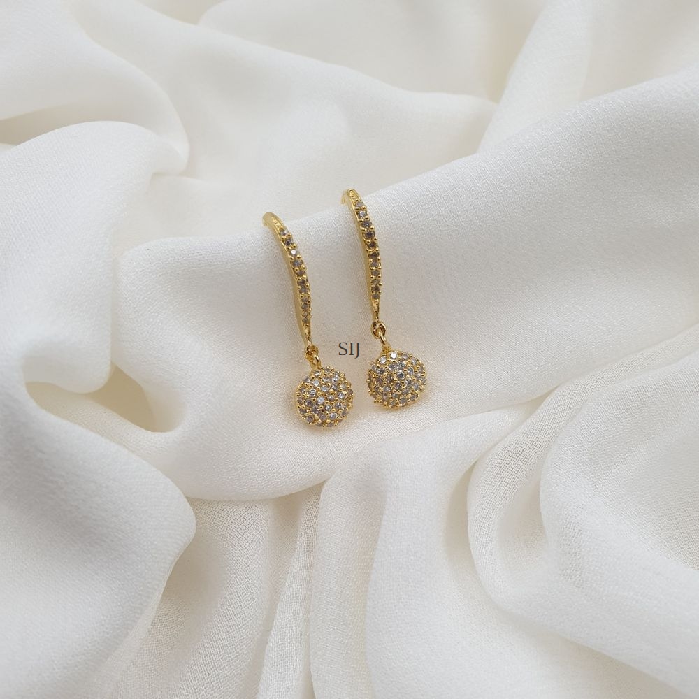 Gold Finish Hook Type Stone Dangler Earrings