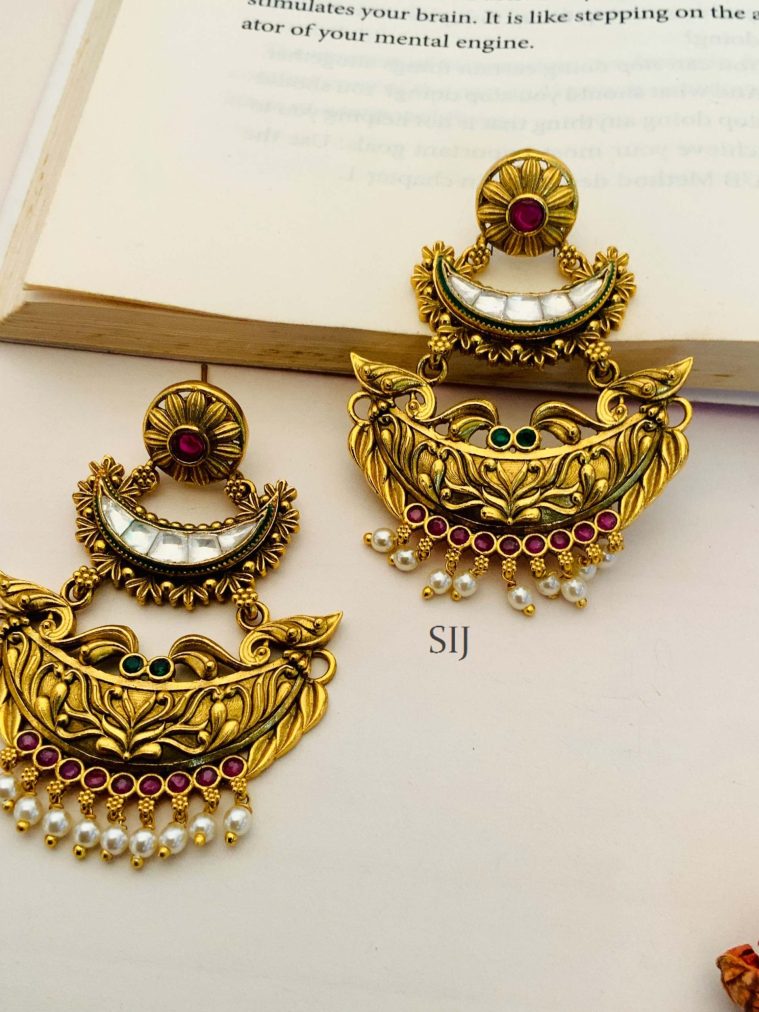 Antique Gold Plated Stone Earrings