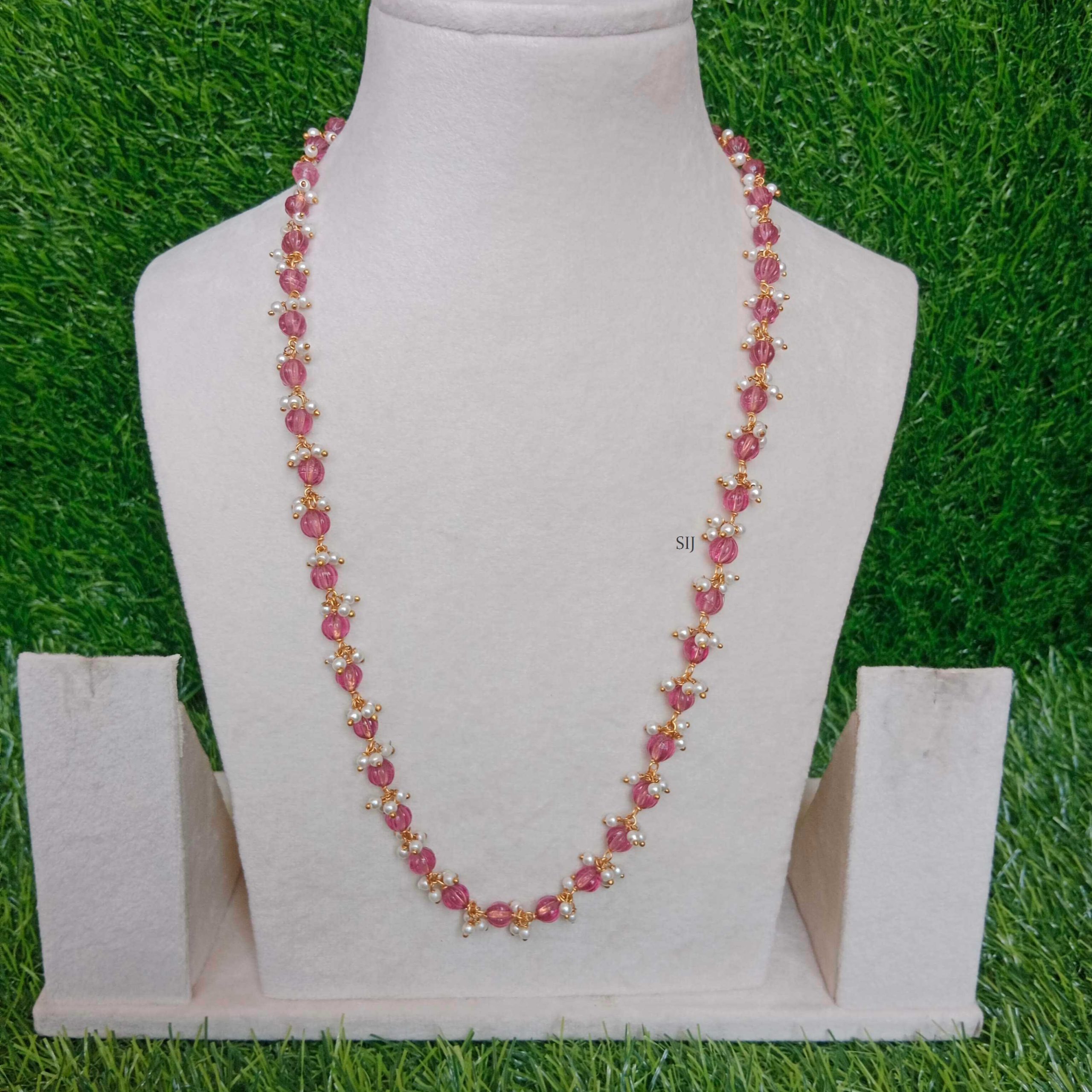 Elegant Bead Guttapusalu Pink Necklace