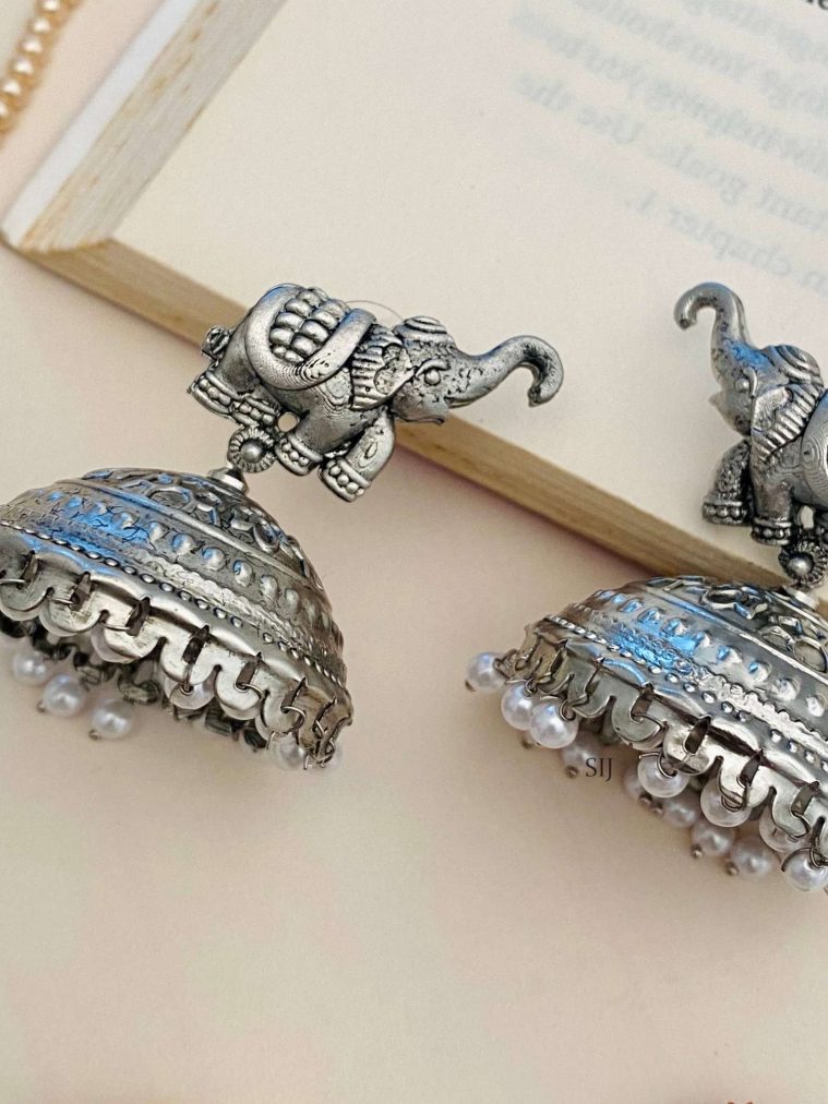 Elephant Shape German Silver Earrings