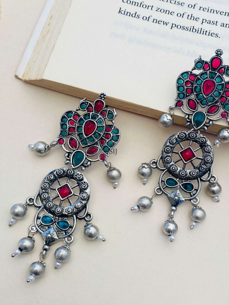 German Silver Plated Beads Earrings