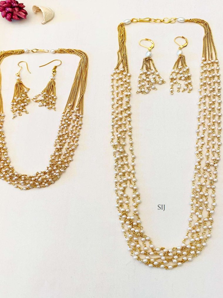 Gold Plated White Pearl Combo Necklace