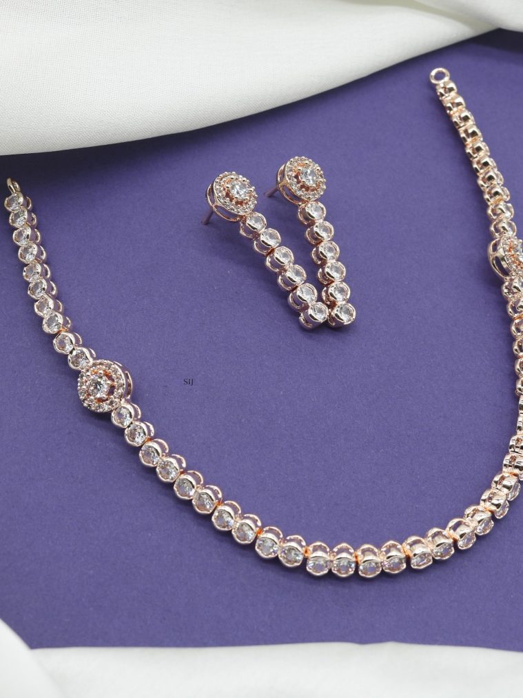 Kundan Rose Gold Stone Neklace