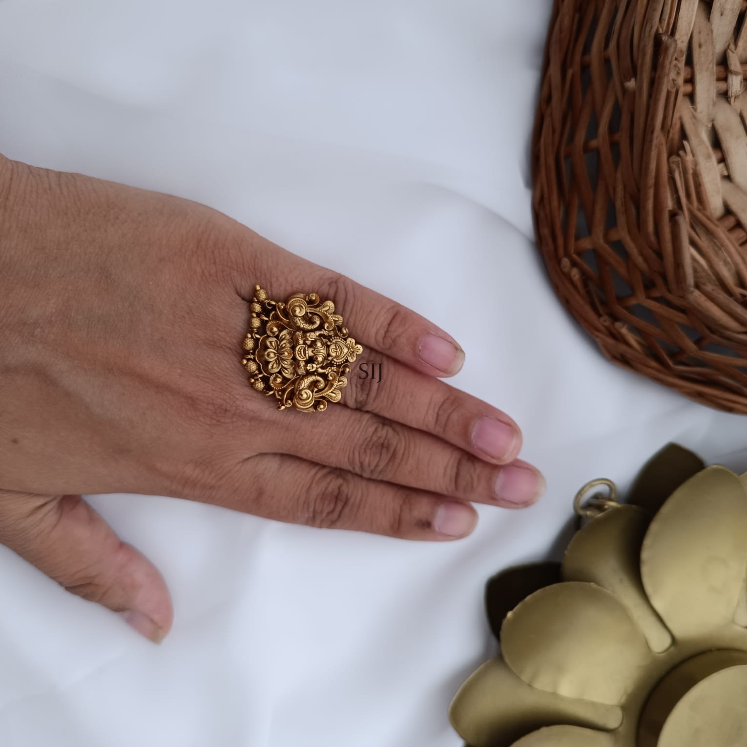 Lakshmi Antique Gold Finish Finger Rings