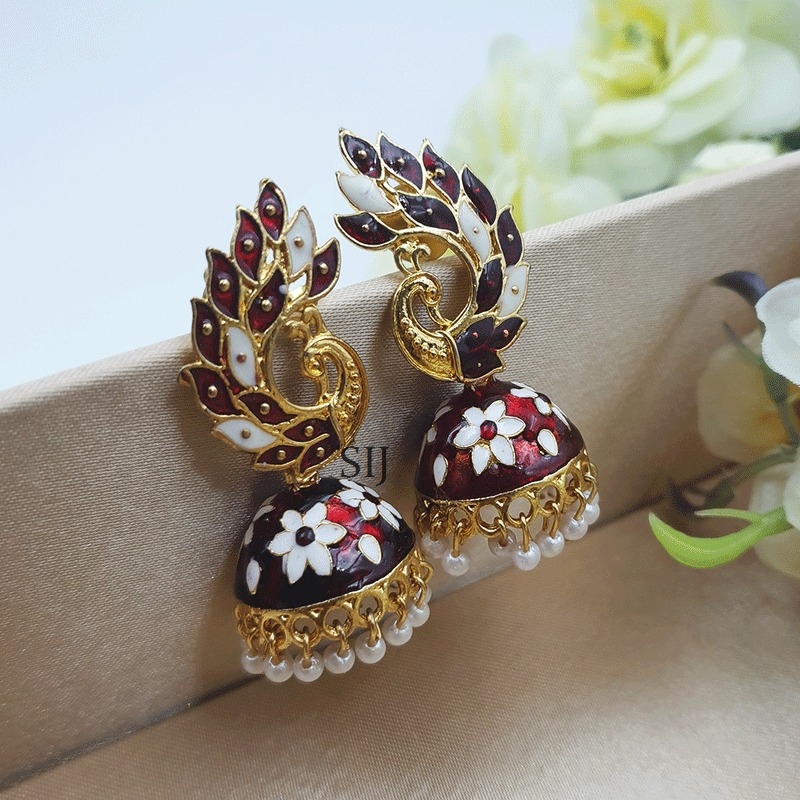Minakari Beaded Peacock Earrings