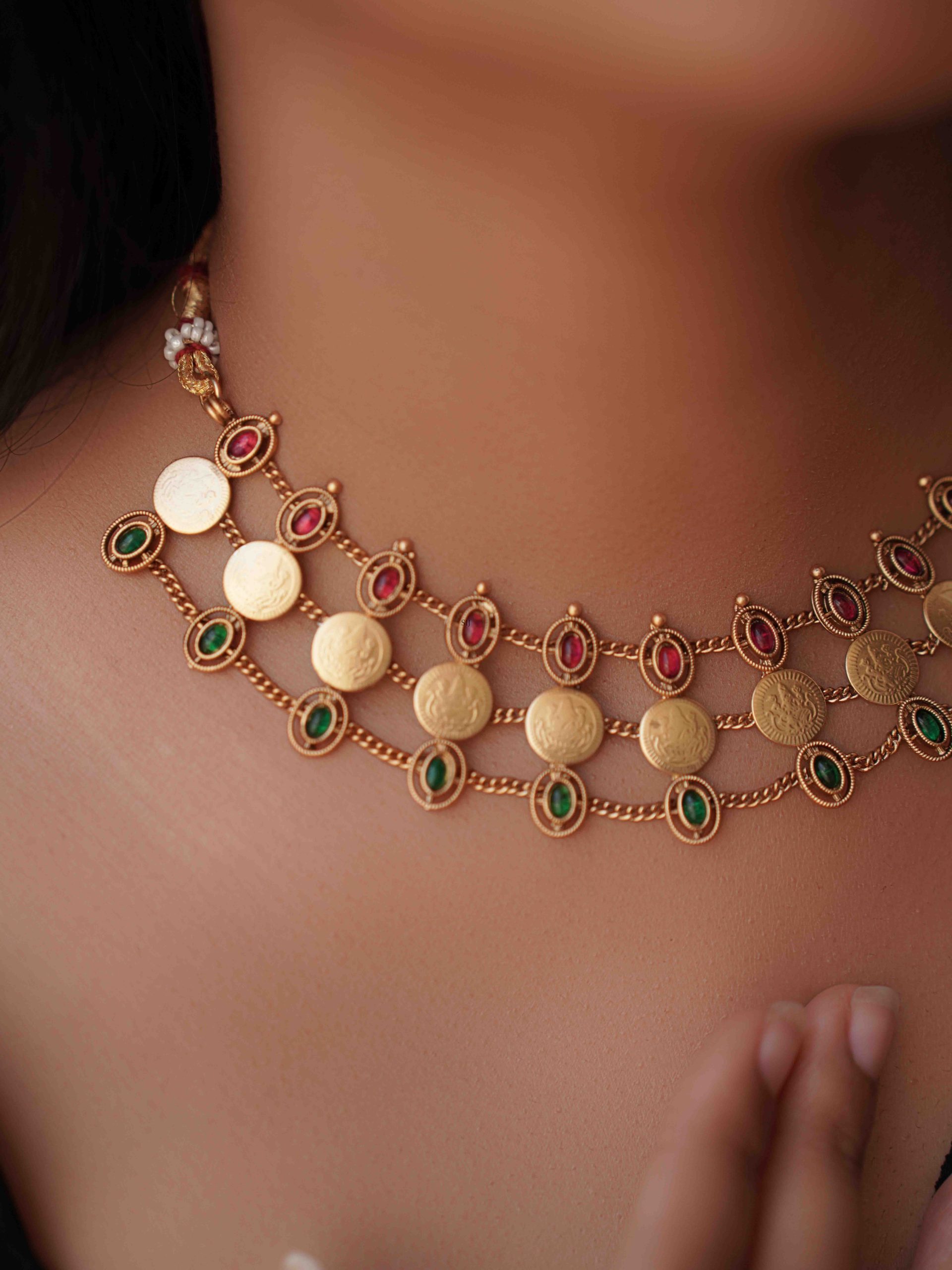 One Gram Gold Covering Coin Kasumaala Necklace