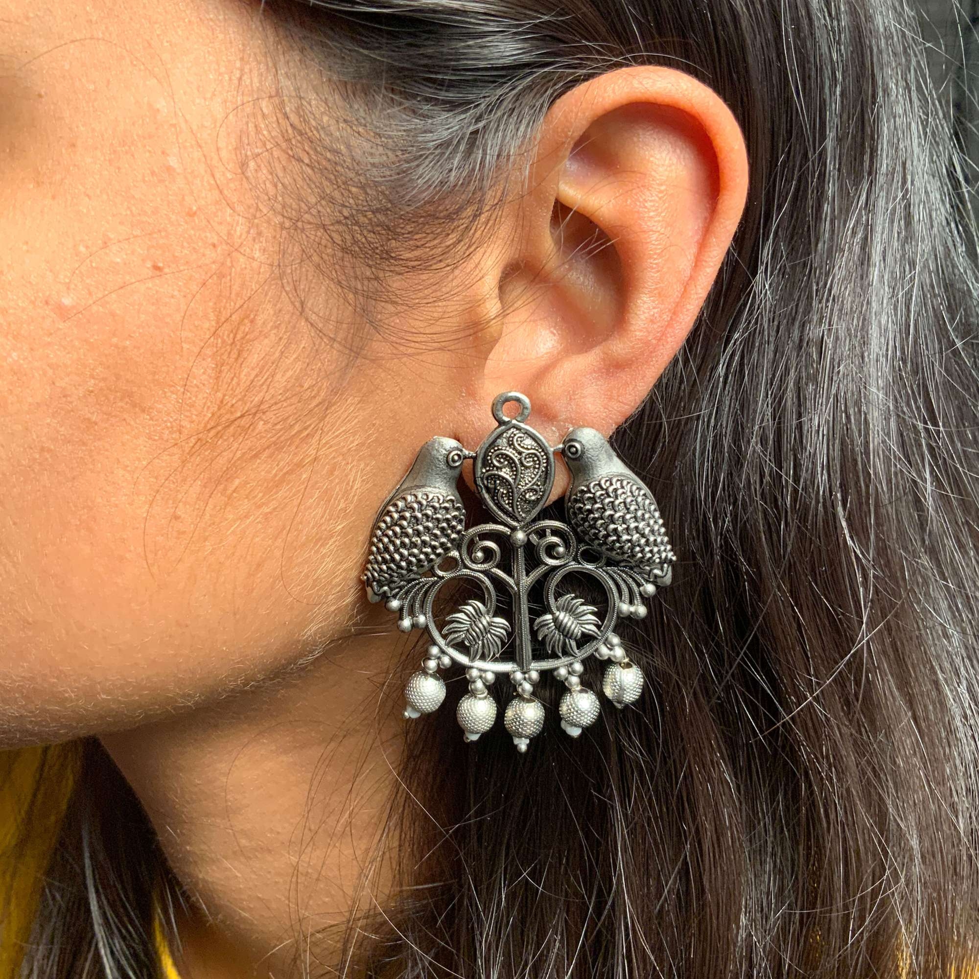 Parrot Design Silver Plated German Earrings