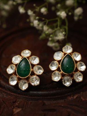 Polki Design Stone Ear Studs