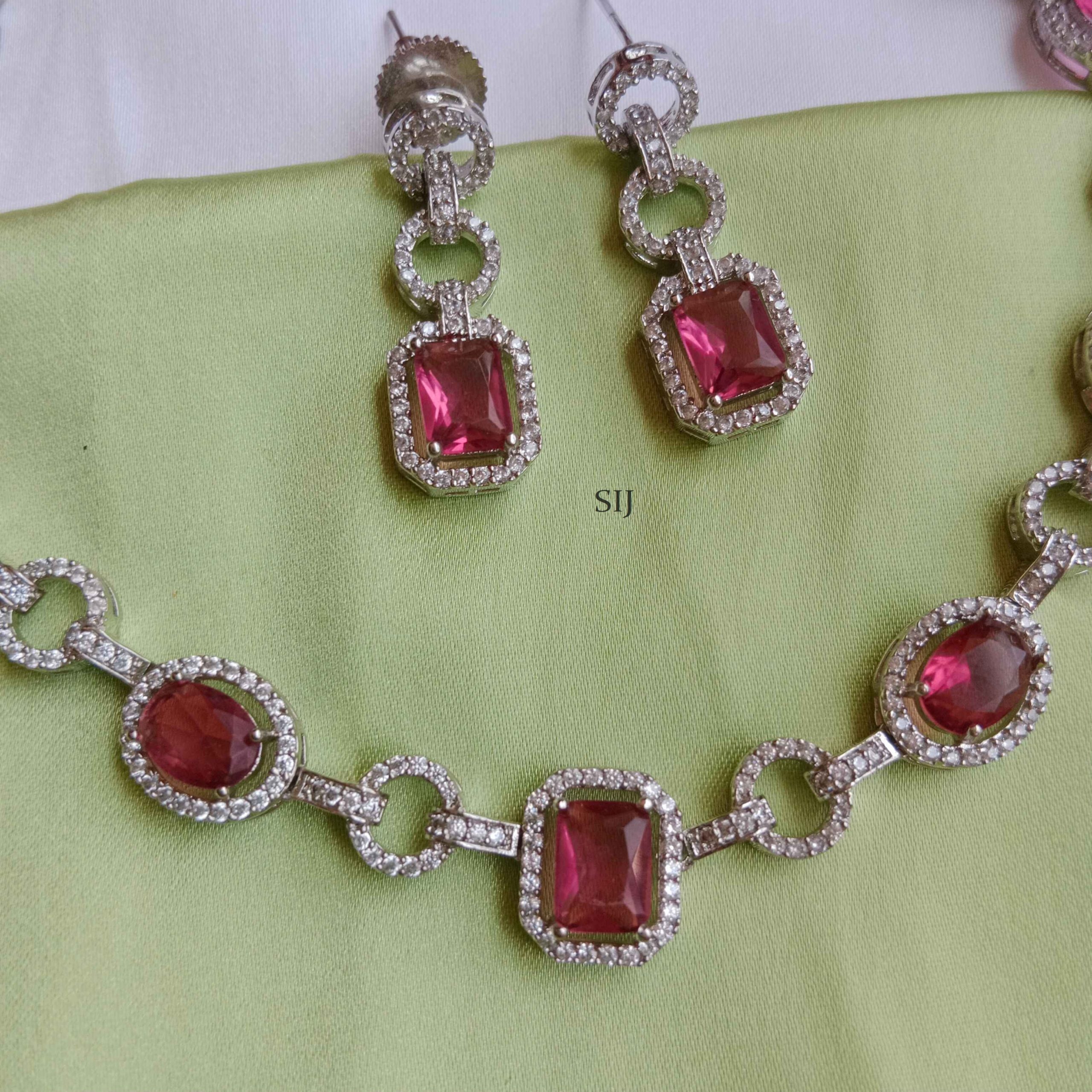 Imitation Ruby Stones Necklace Set