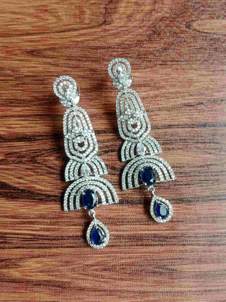 Artificial AD Sapphire Long Earrings