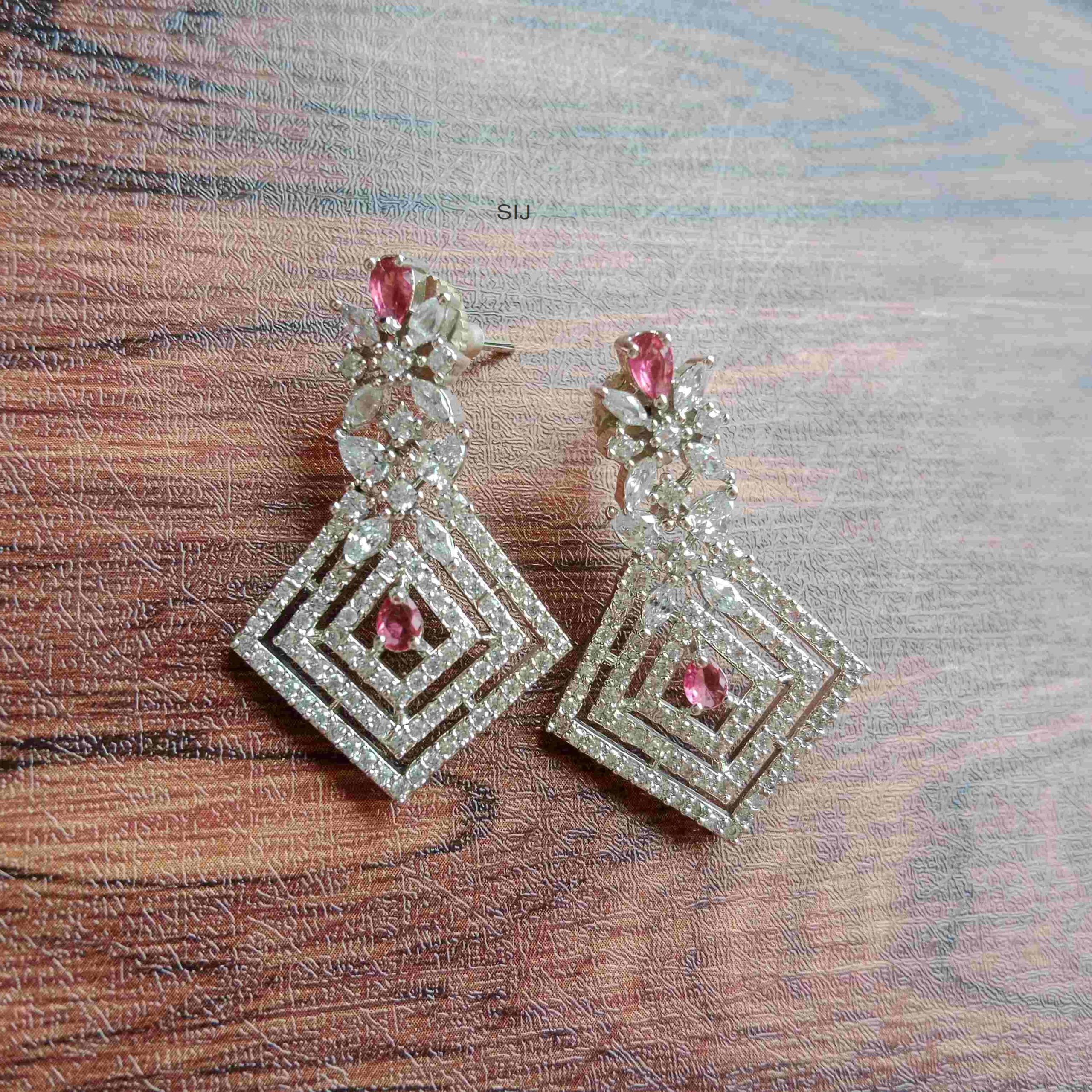 Imitation AD Stones and Ruby Earrings
