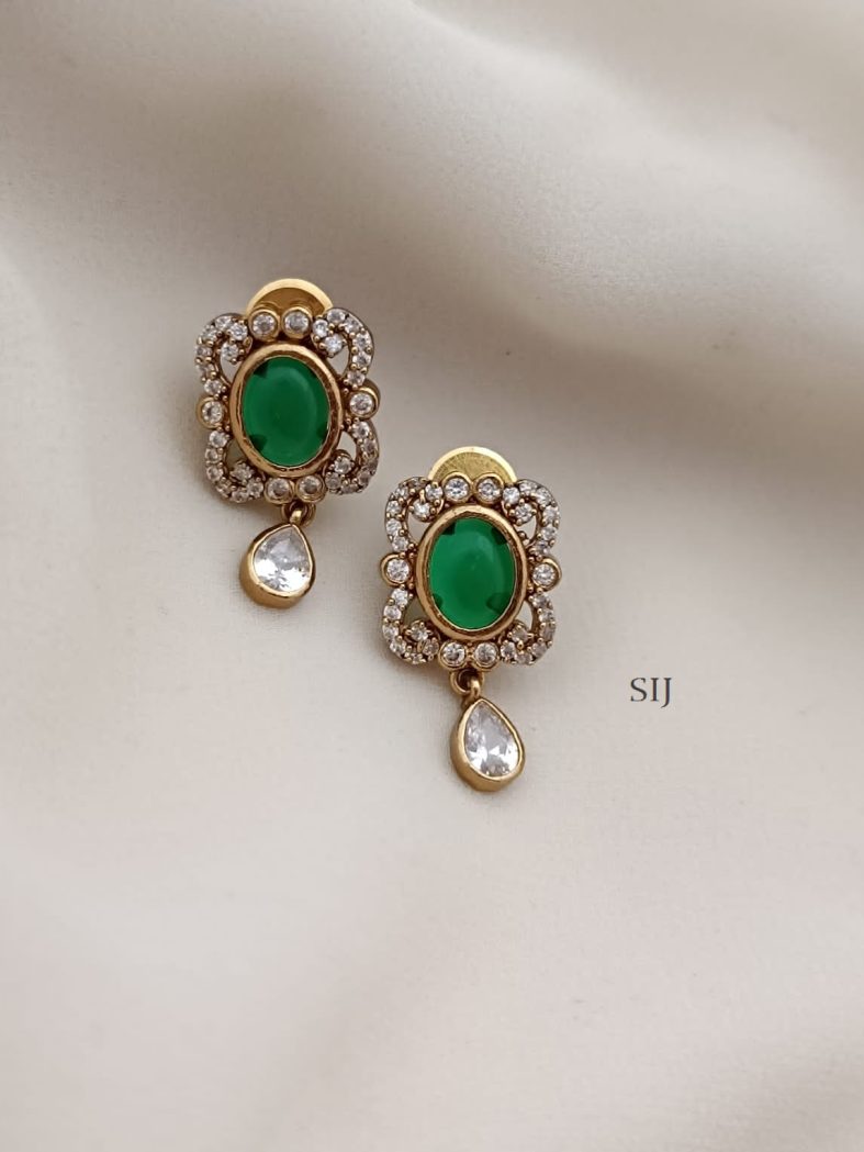 Imitation Victorian Emerald Drop Earrings