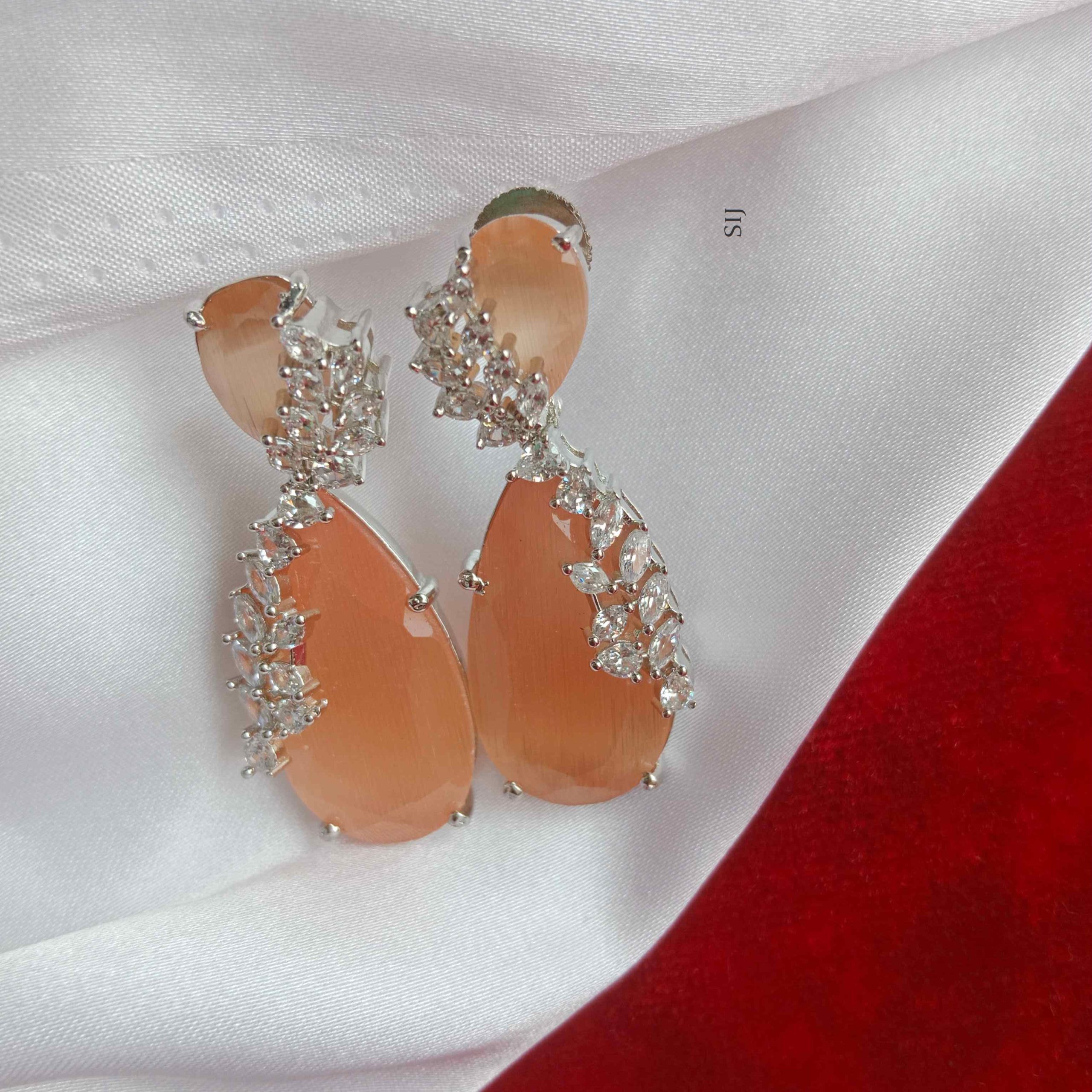 AD Stones And Orange Stone Earrings
