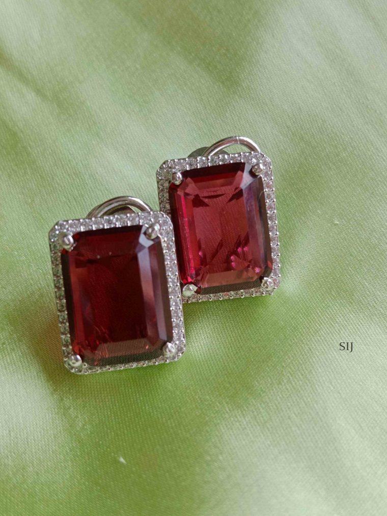 Imitation Ruby And AD Stones Studs