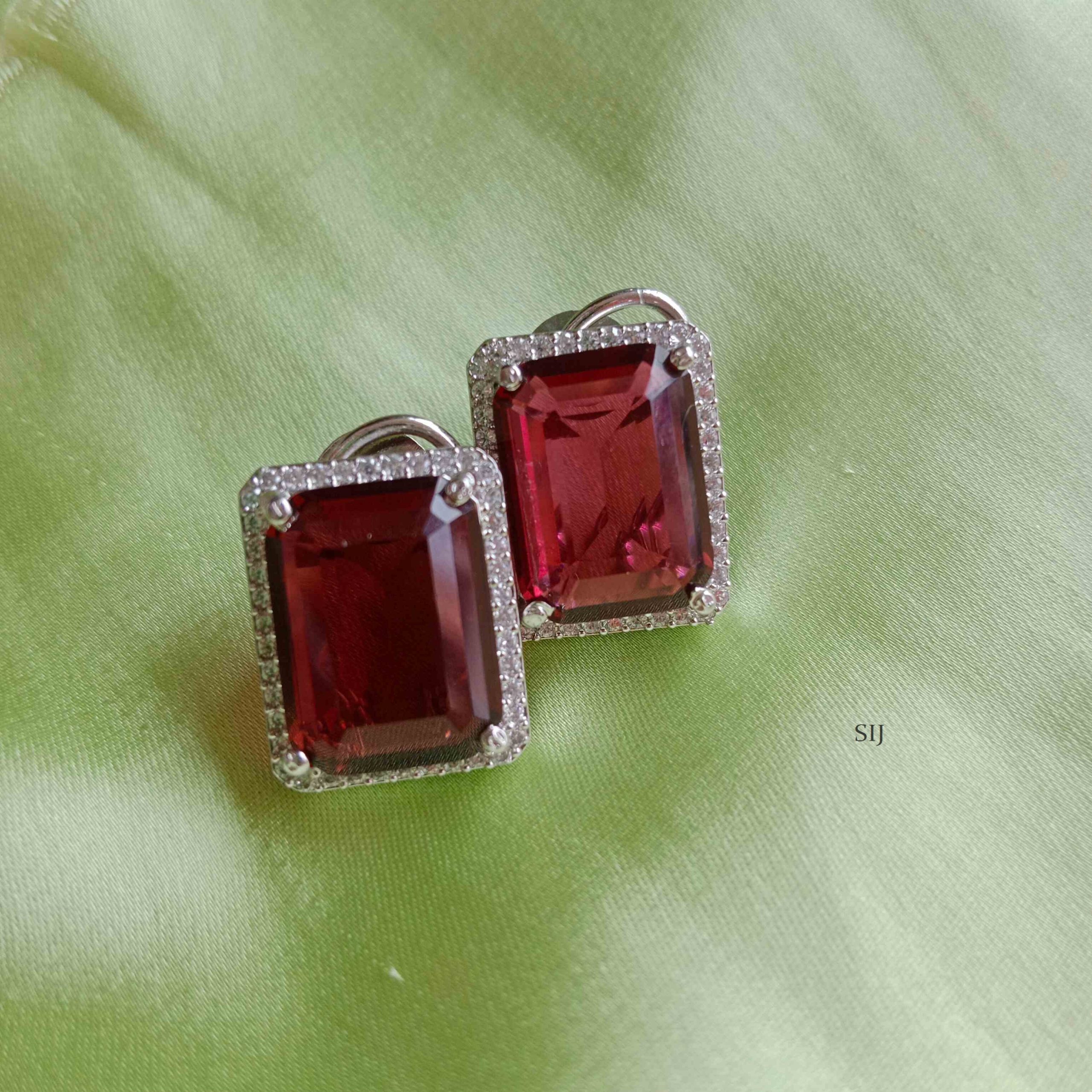 Imitation Ruby And AD Stones Studs