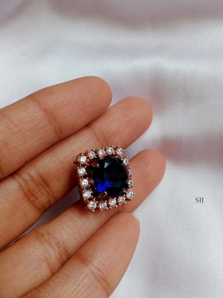 Sapphire And White AD Stones Stud