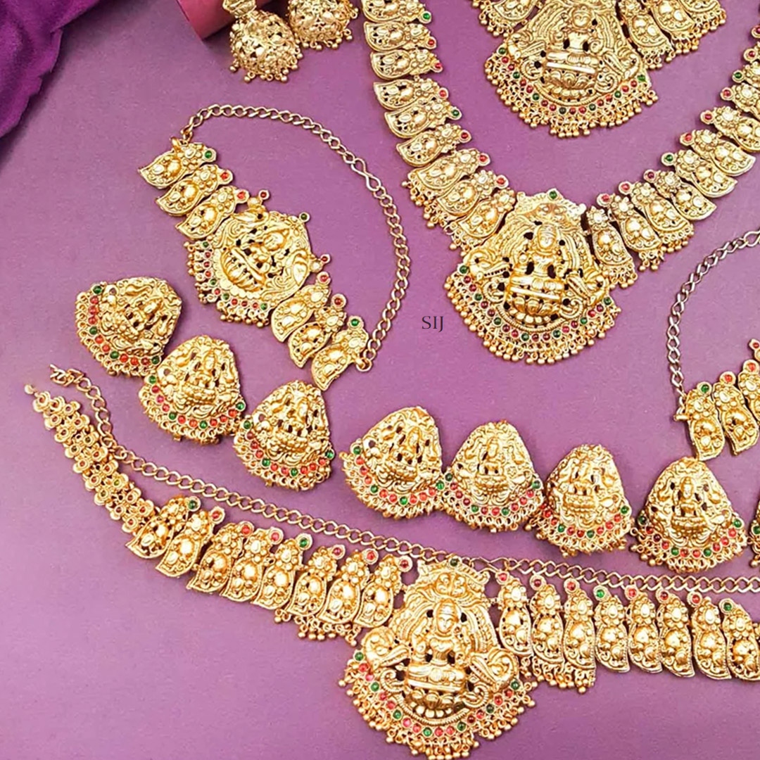 Antique Gold Plated Lakshmi Bridal Jewellry Set