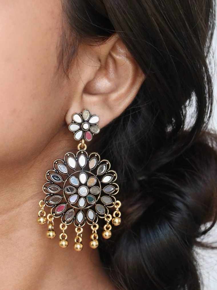 Imitation Gold Plated Oxidised Earrings