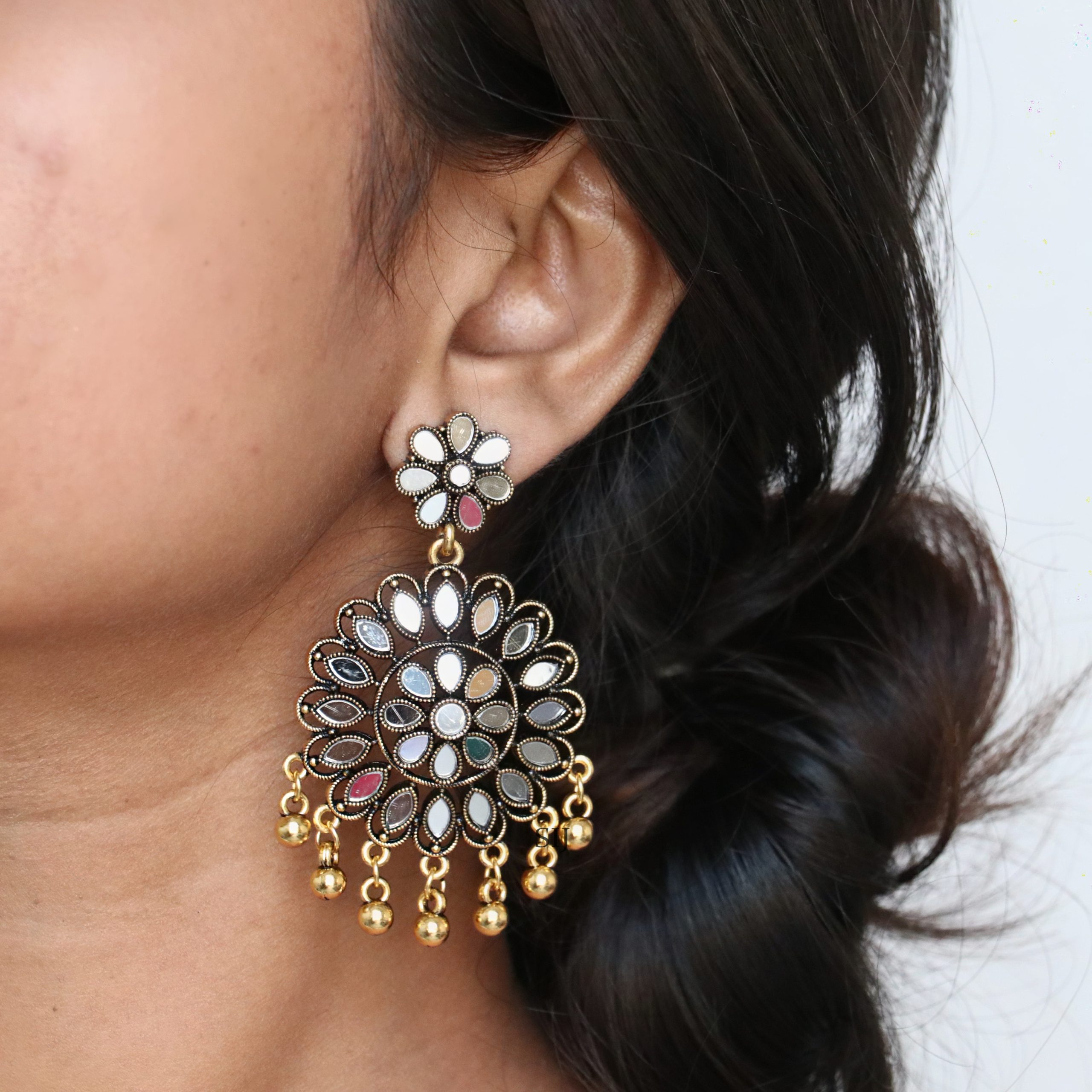 Imitation Gold Plated Oxidised Earrings