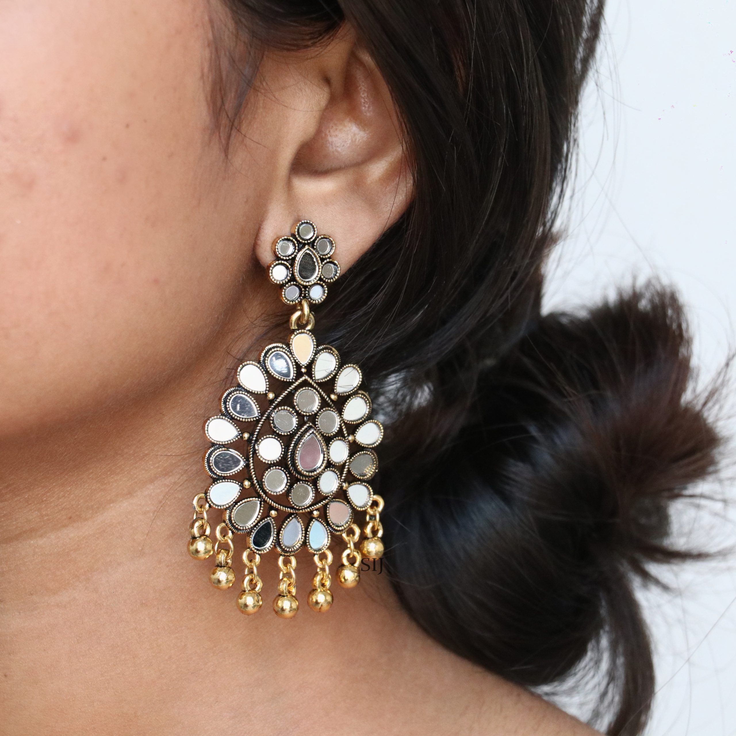 Artificial Gold Plated Oxidised Earrings