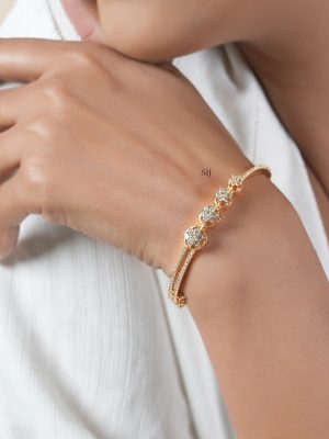 One Gram Gold CZ Stones Openable Bracelet