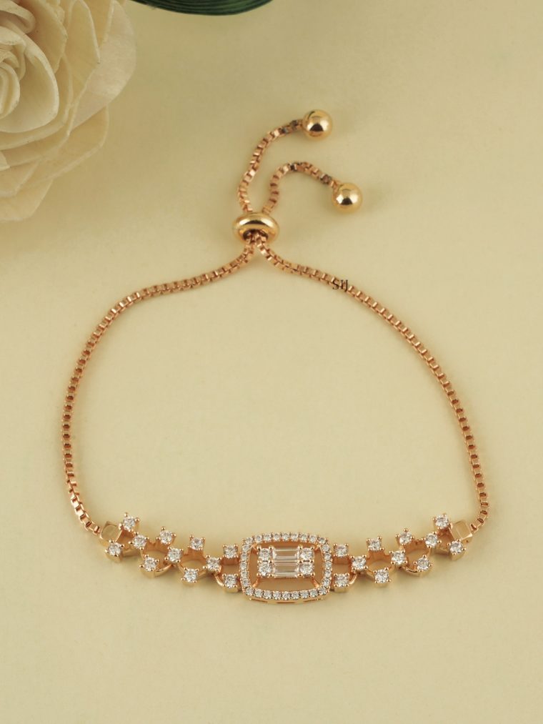 Gold Plated CZ Stones Free Size Bracelet