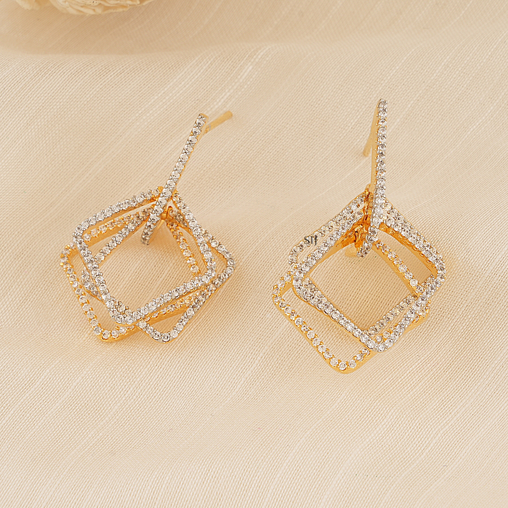 Gold Plated CZ Stones Earrings