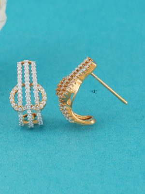 Imitation Hoop Design CZ Stones Earrings