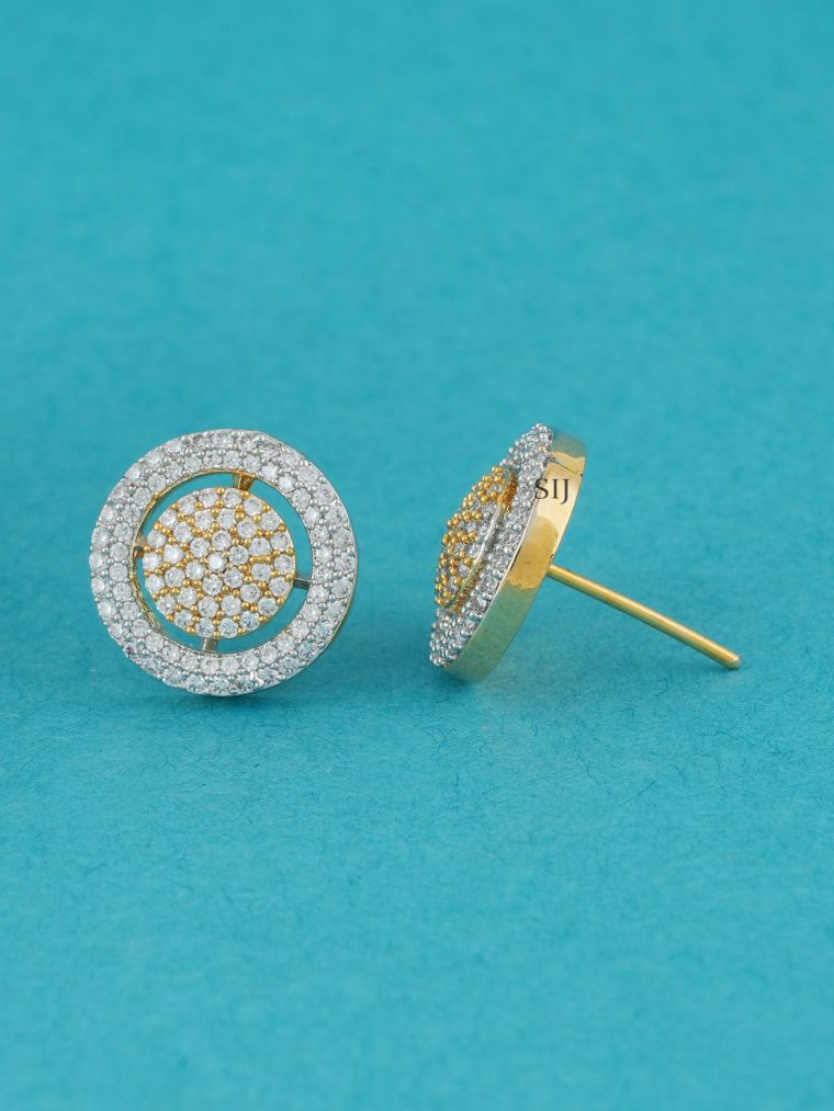 Imitation CZ Stones Nakshatra Round Ear Studs