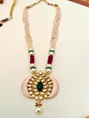 Imitation Kundan Pendant with Multi Layers Pearl Beaded Haram