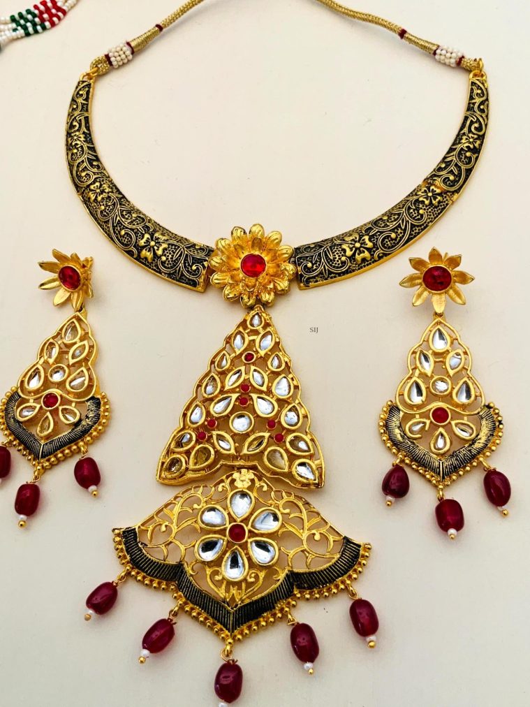 Pearl Bead Kundan Necklace