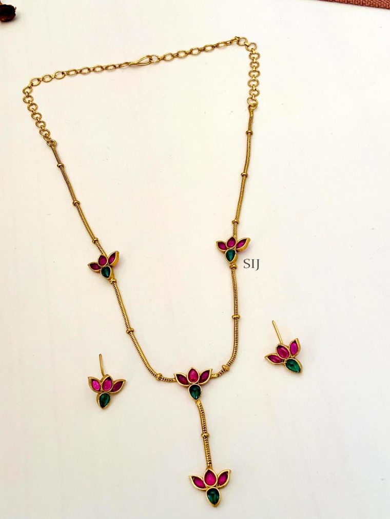 Gold Plated Kundan Studded Chain Set