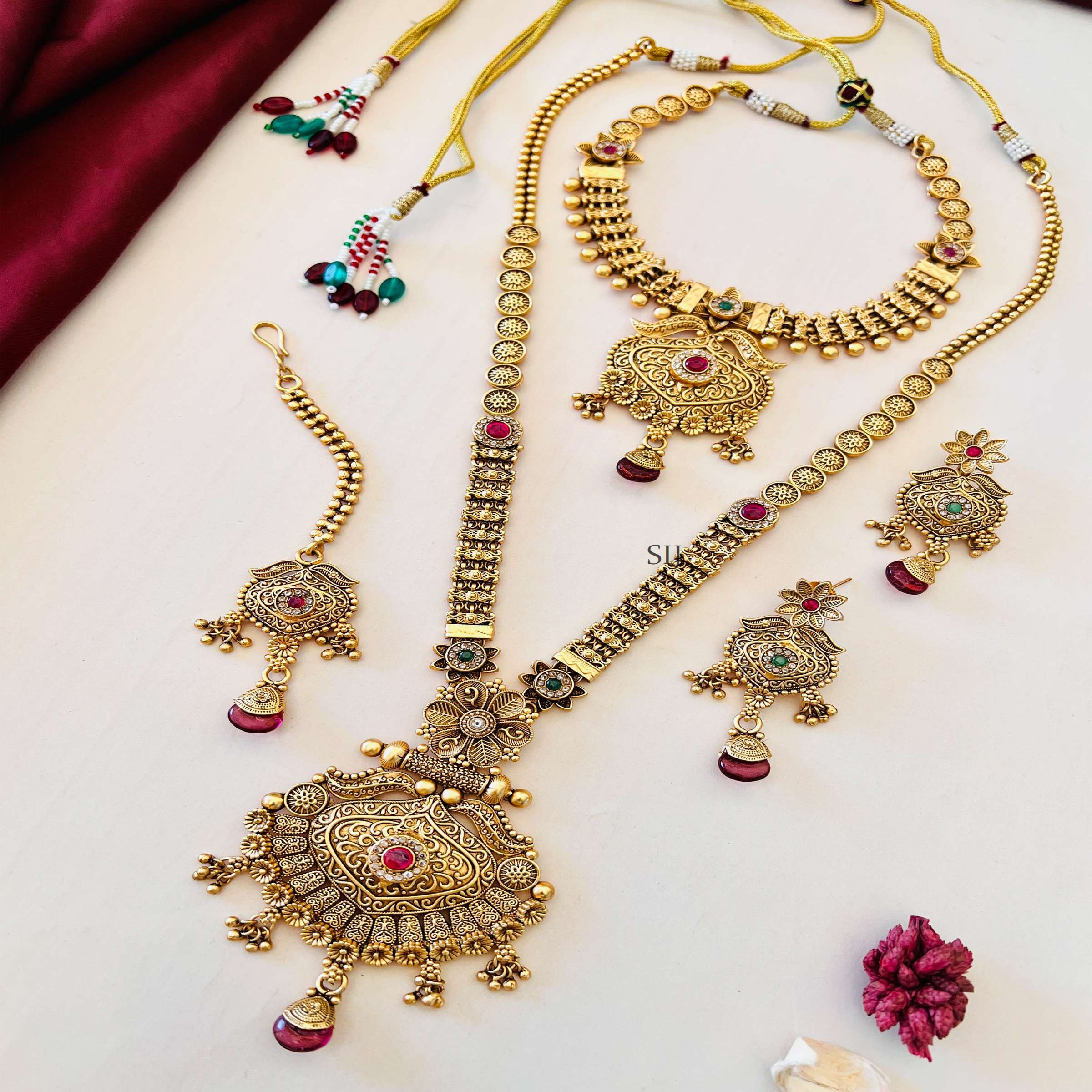 Imitation And Gold Plated Bridal Jewellery Set