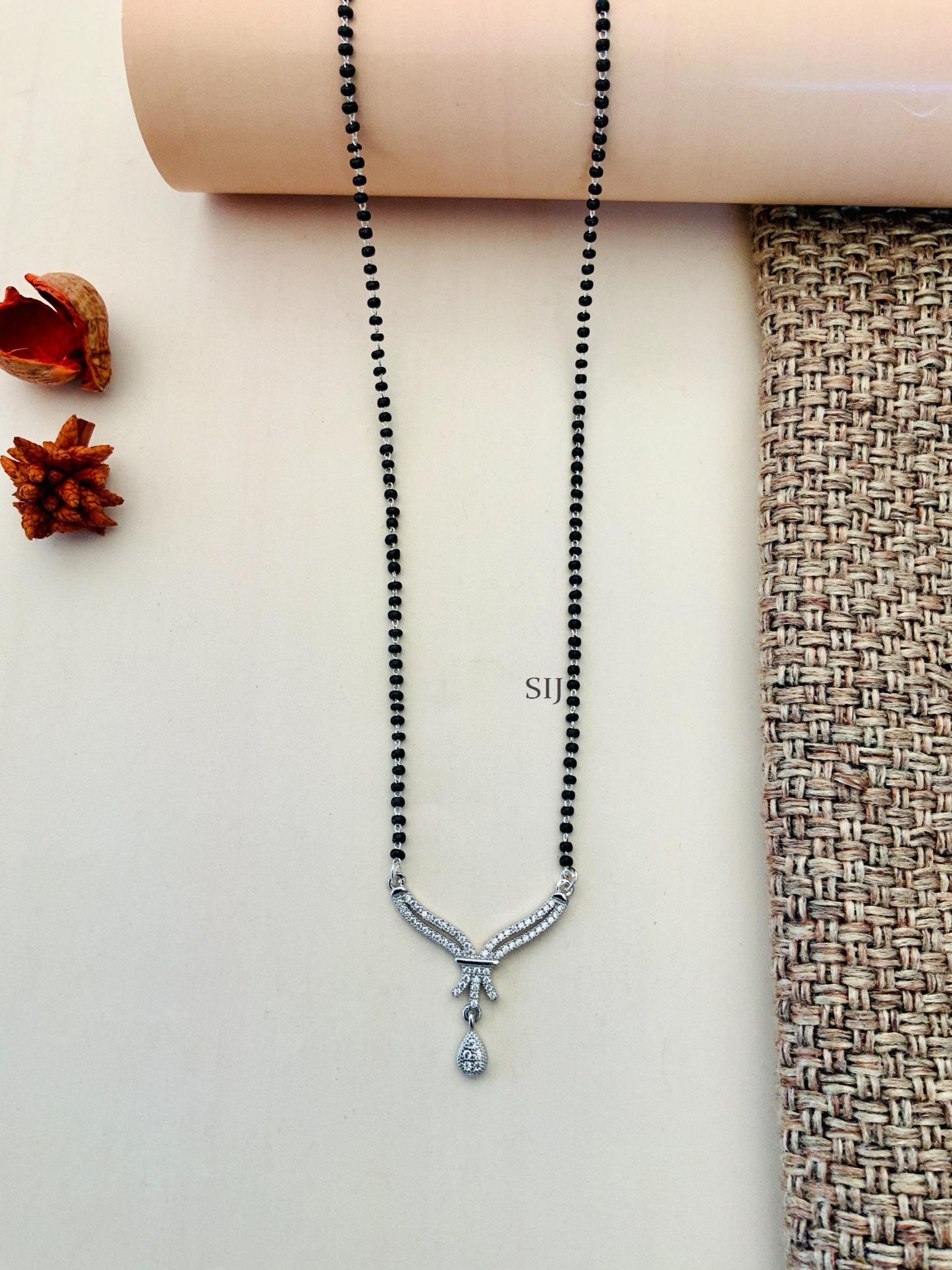 Solitaire Silver Plated American Diamond Mangalsutra